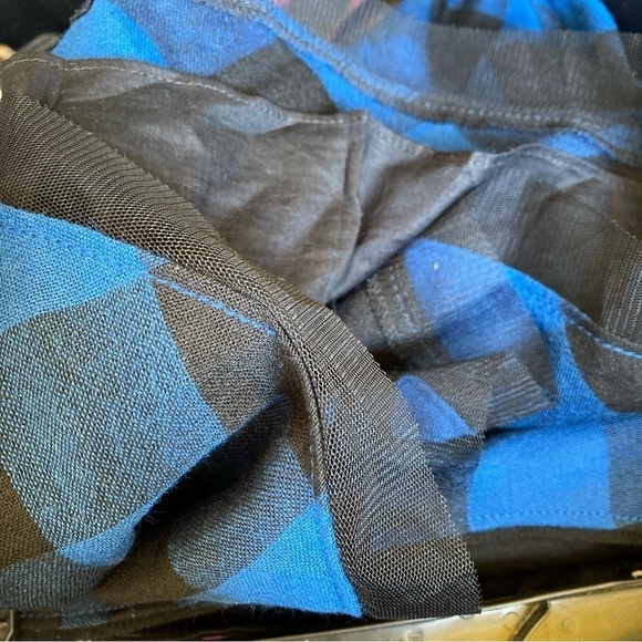 AMERICAN EAGLE Blue Black Plaid Strapless Dress Tulle Mini Size 2 Party - Picture 6 of 6